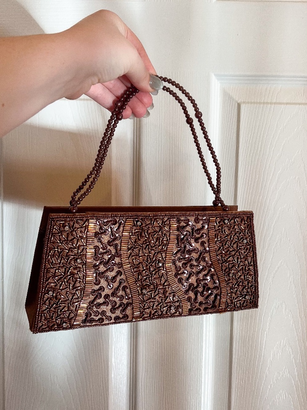 Beaded Shoulder Bag Brown | Coastal Boho Anthropologie Style Summer Purse